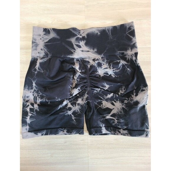 Blue Fitted Gym Shorts High Waist Seamless Stretch Workout Activewear Size M - Picture 2 of 3